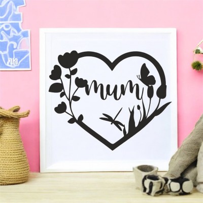 Lazer Kesim Metal Duvar Dekoru, mum kalp 40 cm