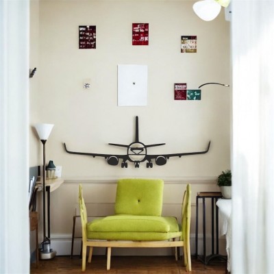 Lazer Kesim Metal Duvar Dekoru, Uçak 40 cm