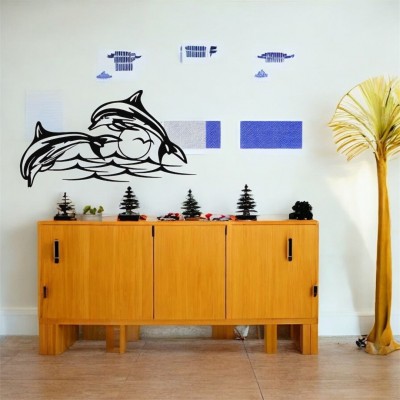 Lazer Kesim Metal Duvar Dekoru, Yunuslar 40 cm