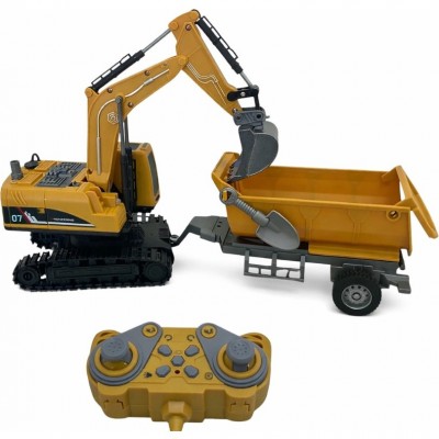 1:22 Uzaktan Kumandalı Su Buharı Atan Oyuncak Iş Makinası 360° Ekskavatör Premium Model Hareketli Metal Alaşımlı