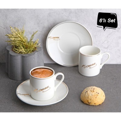 PORSELEN 6 LI K.ATATÜRK İMZALI FİNCAN TAKIMI