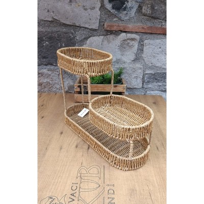 HASIR GÖRÜNÜMLÜ 3 KATLI SEPET