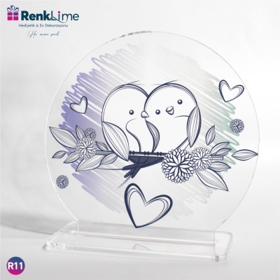 Pleksi Masa Üstü Daldaki Kuşlar