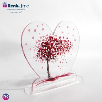 Pleksi Masa Üstü kalp ağaç