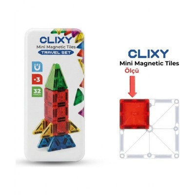 CLIXY - 32 PARÇA MİNİ MANYETİK BLOKLAR TRAVEL SET