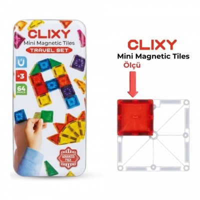 CLIXY - 64 PARÇA ADVANCE PACK MİNİ MANYETİK BLOKLAR TRAVEL SET