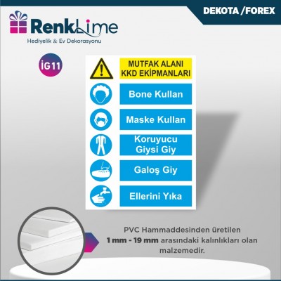 Dekota İkaz Levhası - Mutfak Alanı KKD Ekipmanları