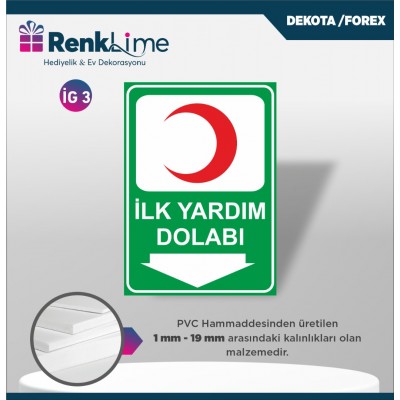 Uyarı İkaz Levhası - İlk Yardım Dolabı