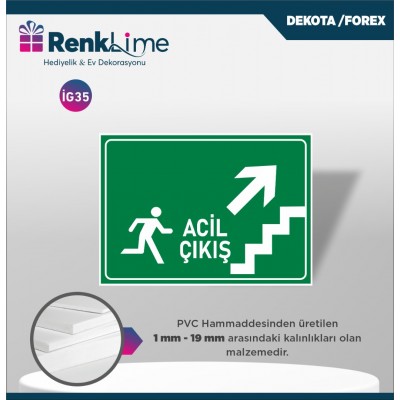Uyarı İkaz Levhası - Acil Çıkış Sağ