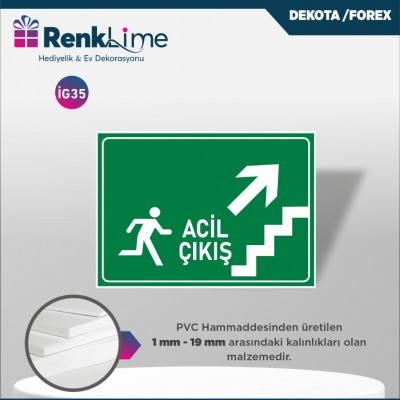 Uyarı İkaz Levhası - Acil Çıkış Sağ