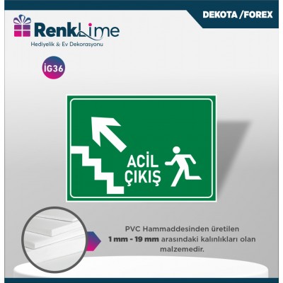 Uyarı İkaz Levhası - Acil Çıkış Sol