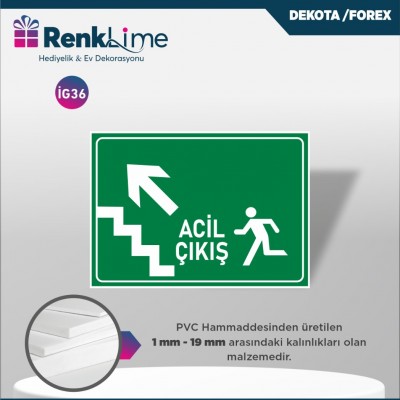 Uyarı İkaz Levhası - Acil Çıkış Sol