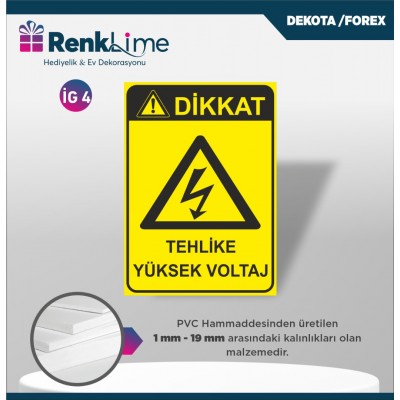 Uyarı İkaz Levhası - Tehlike Yüksek Voltaj