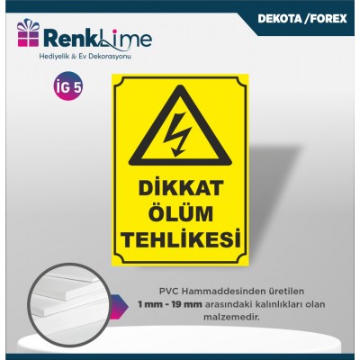 Uyarı İkaz Levhası - Dikkat Ölüm Tehlikesi