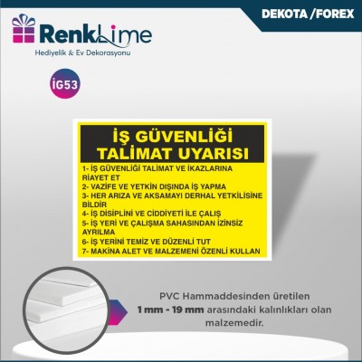 Uyarı İkaz Levhası - İş Güvenliği Talimat Uyarısı