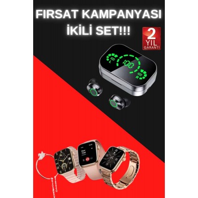 Yeni Nesil Kaliteli Akıllı Saat ve Kablosuz Bluetooth Kulaklık  Yüksek Ses Kaliteli