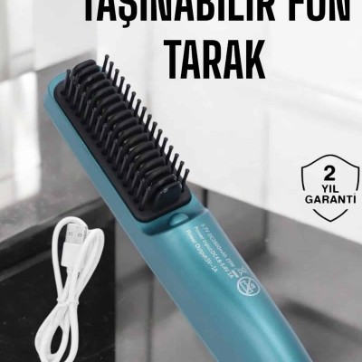 Saç Düzleştirici Fön Tarak Sıkı Dişli İyon Özelliği Şarjlı Taşınabilir