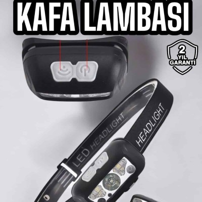 Kafa Lambası Kamp Lambası Sensörlü Şarjlı Ayarlanabilir