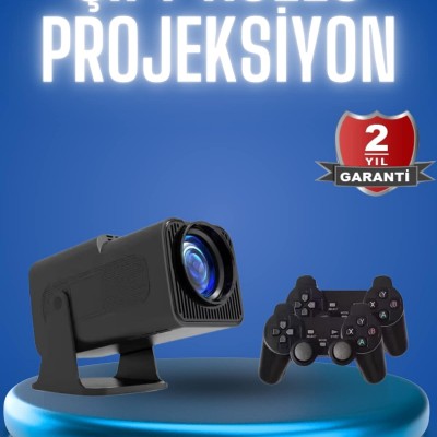 Android Projeksiyon Siyah Taşınabilir Sinema Projektörü 4k 1080p Ev Sineması Bluetooth