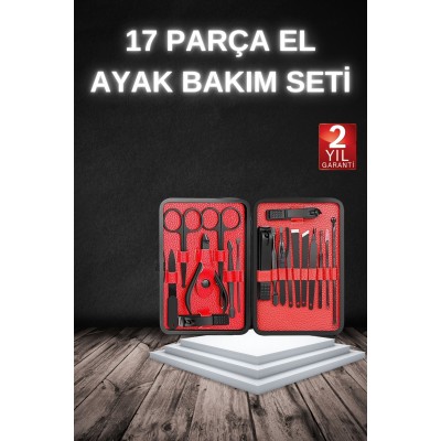 17 Parça Manikür Seti Taşınabilir Özel Çantalı El ve Ayak Bakımı Tırnak Batığı Temizleme