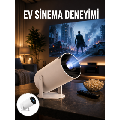 Sinema Projektörü Android HDMI USB WİFİ Ses Çıkışlı Ayaklı Projeksiyon Taşınabilir Yeni Nesil