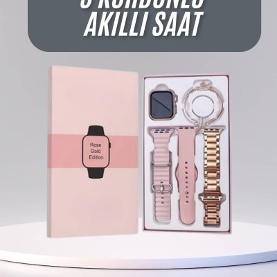 Akıllı Saat 3 Kordonlu Ve Aksesuarlı Bayanlar Için Şık Rose renk