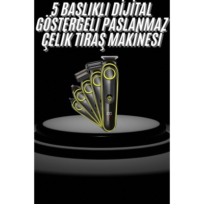 Saç Sakal Şekillendirici Tıraş Makinesi 5 Başlıklı Paslanmaz Çelik Bıçaklı Unısex