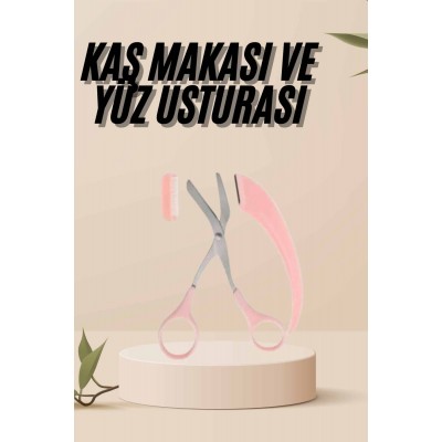 Kavisli Kaş Kirpik Düzeltici Bıyık Alma Taraklı Kaş Makası Yüz Bakım Seti Makas