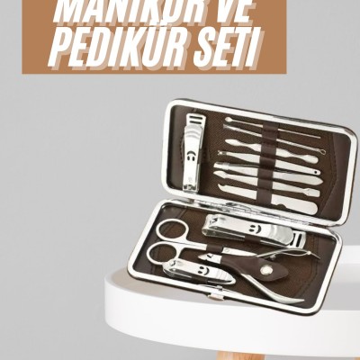 Tırnak Bakım Seti Tırnak Düzeltme Batık 12 Parça Çanta Tipi Manikür Pedikür