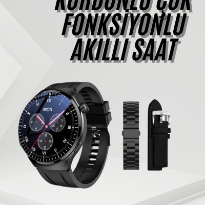 Amoled Ekran Metal Deri Silikon Kordonlu Uyku ve Sağlık Takibi