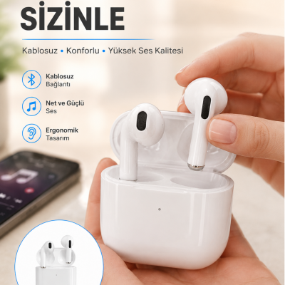 Yeni Nesil Bluetooth Kulaklık Beyaz Çağrı Cevaplayabilen Kablosuz Yeni Nesil