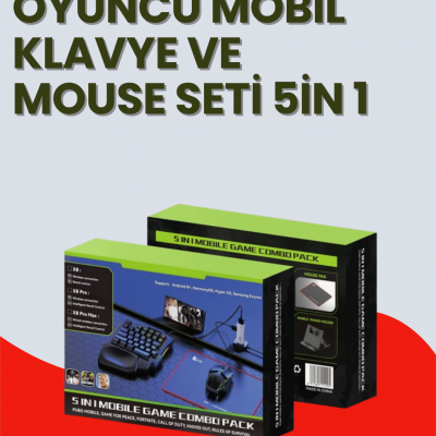 5in1 BT5.3 Mobil Oyun Kiti Klavye Mouse Dönüştürücü Seti