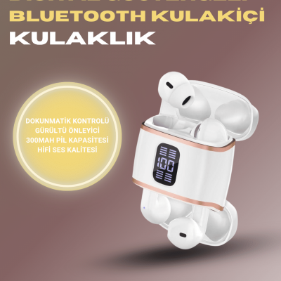 Bluetooth 5.3 Kulaklık – 4 Adet, Çift Kulaklıklı, Dijital Göstergeli, ANC + ENC