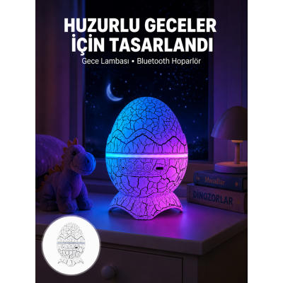Bluetooth Hoparlör Özellikli 7 Renkli Gece Aydınlatması
