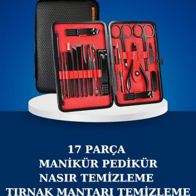 17 Parça Manikür Seti Taşınabilir Özel Çantalı El ve Ayak Bakımı Tırnak Batığı Temizleme