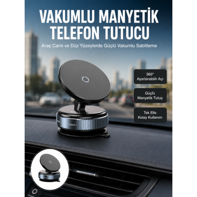 Çok Yönlü Döner Başlıklı Vakumlu Araç Telefon Standı – Sert Yollarda Stabil Kullanım Yeni Nesil