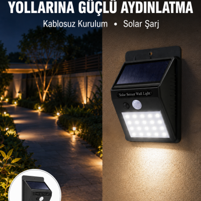 Kablosuz Solar LED Lamba | Bahçe, Veranda, Merdiven Işığı, Otomatik Aç-Kapa Sensörlü