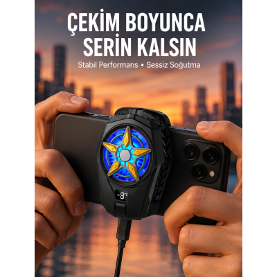Oyunlar İçin Telefon Soğutucu – 65-85 mm Uyumlu, Dijital Ekranlı