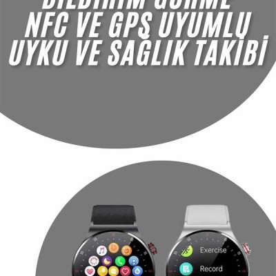 Akıllı Saat Adımsayar Nabız Ölçer Titreşim Özellikli Çağrı Cevaplama Sosyal Medya