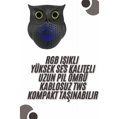 Bluetooth Hoparlör TWS Kablosuz RGB Işıklı Dekoratif Taşınabilir Baykuş