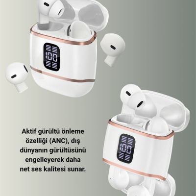 Çift Kulaklıklı Bluetooth Kulaklık – 4 Adet, ANC-ENC, Şarj Kutulu, Dijital Göstergeli