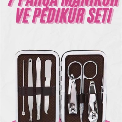 Deri Çanta Hediyeli 7 Parça Manikür-Pedikür Tırnak Bakım Seti