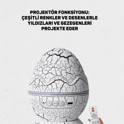 Dinozor Yumurtası Tasarımlı Projektörlü Gece Lambası
