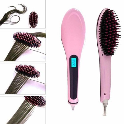 Elektrikli Saç Düzleştirici Tarak Saç Düzleştirici Fırça Sıkı Dişli Pembe