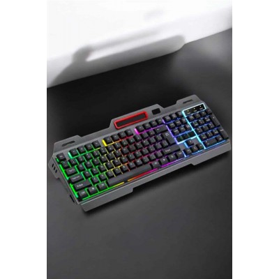 Led Işıklı Oyuncu Klavye Usb Girişli RGB Işıklı Q Klavye Mouse Hediyeli