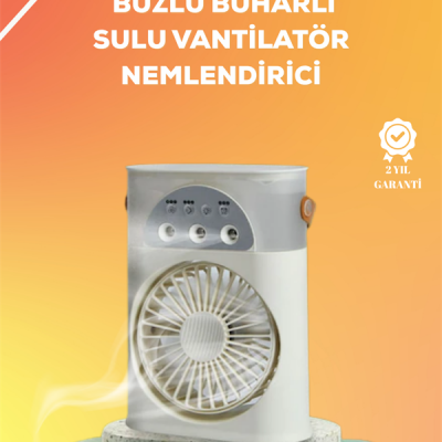 Mini Klima Fan | USB'li, 7 Renk Gece Işığı, 3'ü 1 Arada Fonksiyon
