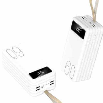 Powerbank 60.000 Mah Taşınabilir Şarj Hızlı El Fenerli Dijital Göstergeli