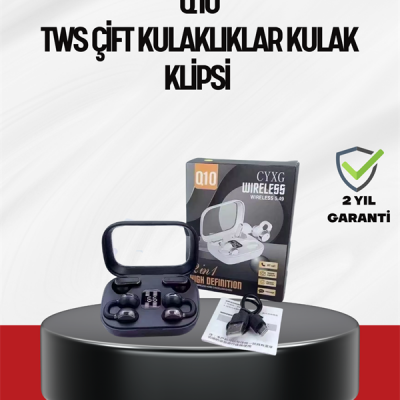 Q10 Dokunmatik Bluetooth Kulaklık – 6 Saat Müzik, Çift Dil, Hızlı Şarj