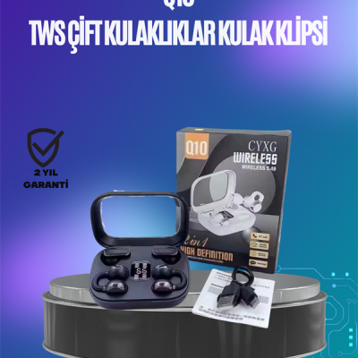 Q10 True Wireless Stereo Kulaklık – Ergonomik Tasarım, 10m Menzil, Type-C