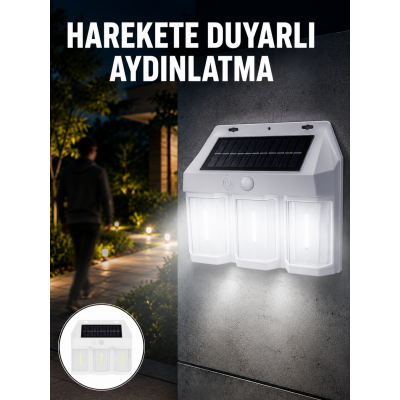 3 in 1 Solar Duvar Lambası – IP65 Su Geçirmez, Hareket Sensörlü Yeni Nesil